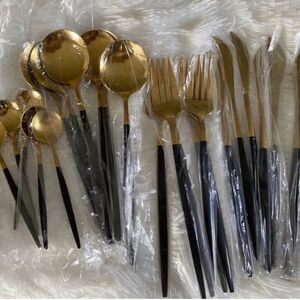 COPY - 24-Piece Gold Silverware Set Gold Utensils Set for 6, Gold Spoons luxury…